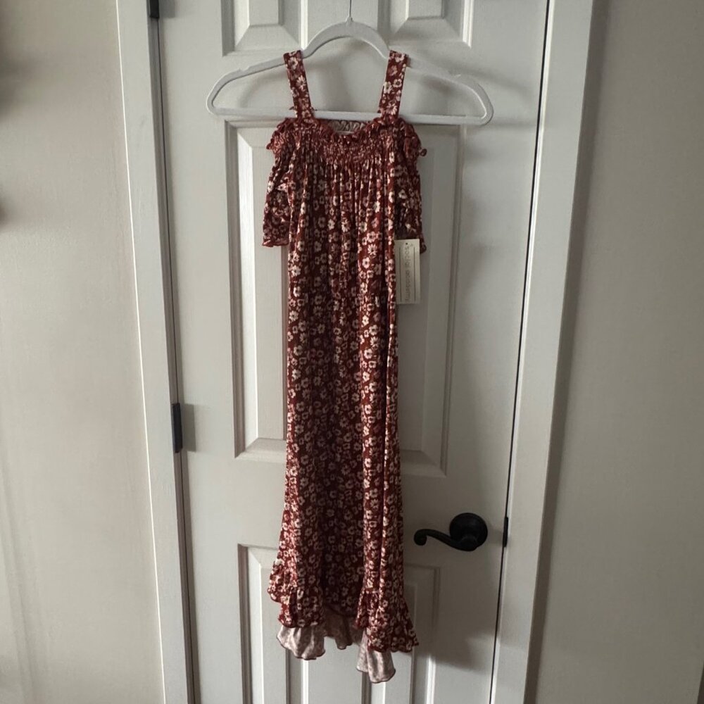 Social Academy Girls Brown Floral Print Maxi Dress Size 12